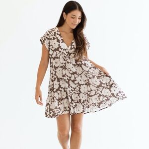 Carly Jean Los Angeles Brown Floral Dress